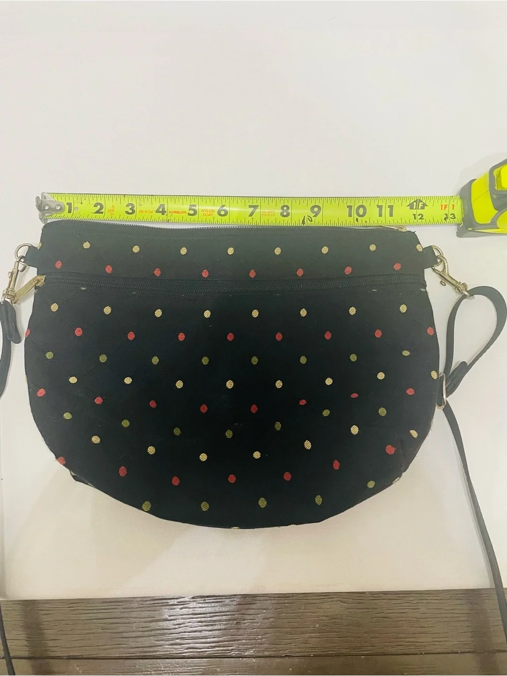 Danny K Black Polka Dot Crossbody Bag Multicolor Dot Adjustable Shoulder Purse